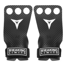 BREAKING LIMITS Crossfit Grips - Carbon Microfibre Fitness Gloves with 3 Finger Holes - Hand Protection for Training, Weightlifting, Gymnastics, Calisthenics - Training Accessories for Men & Women (S)