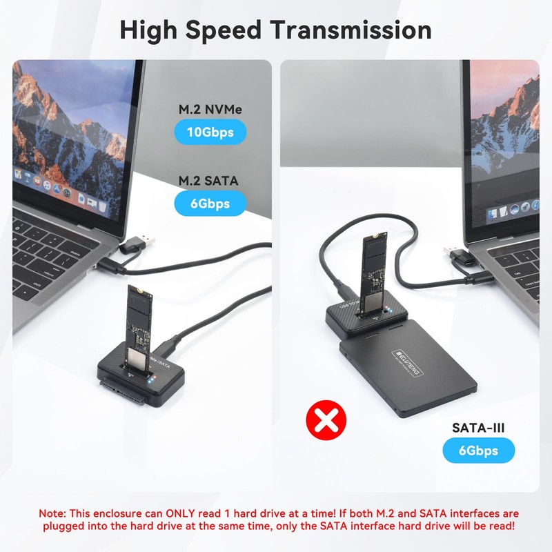 ELUTENG NVMe SATA to USB SSD Enclosure 3 in 1