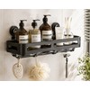 Black Aluminum Bathroom Storage Rack with Suction Cup Wall Mounted