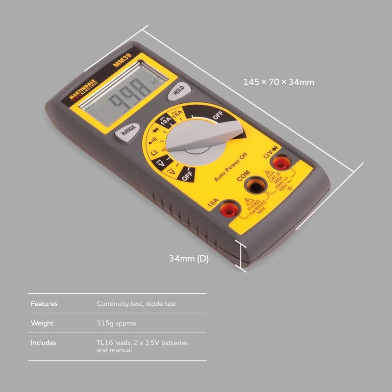 Martindale MM39 Auto Ranging Digital Multi-Meter-Yellow