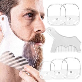 SPEACOUR 5 Piece Beard Shaper Stencil Beard Shaping Tool Beard Styling Stencil Transparent Beard Shaving Template Goatee Beard Shape Beard Trimmer Shaving Stencil Set with Beard Styling Comb for Men