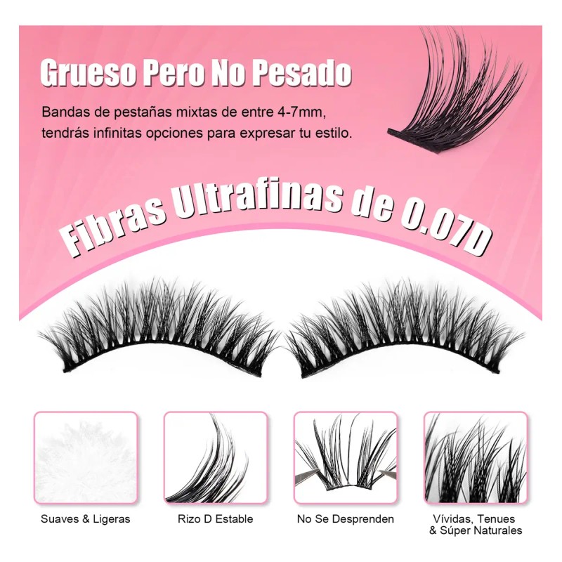 Extensiones De Pestañas Kit Diy 30d+40d 9-18mm Mixtas