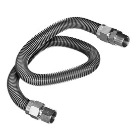 HIGHCRAFT GUHD-TT14-48J Gas Line Hose 3/8'' O.D. x 48'' Length with 0.38 in. FIP x MIP Fitting, Uncoated Stainless Steel Flexible Connector, 48 Inch