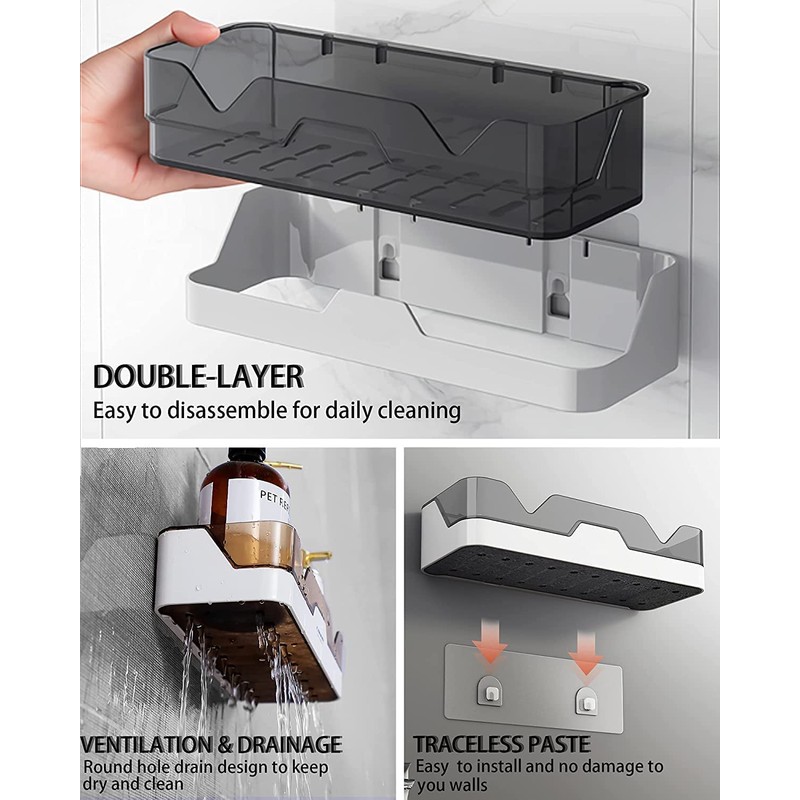 2-Pack Shower Caddy, Separable Shower Organizer, No Drilling Double Layer