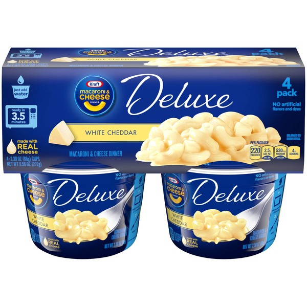 Kraft Deluxe Easy Mac White Cheddar Macaroni and Cheese (4 Microwaveable Cups)