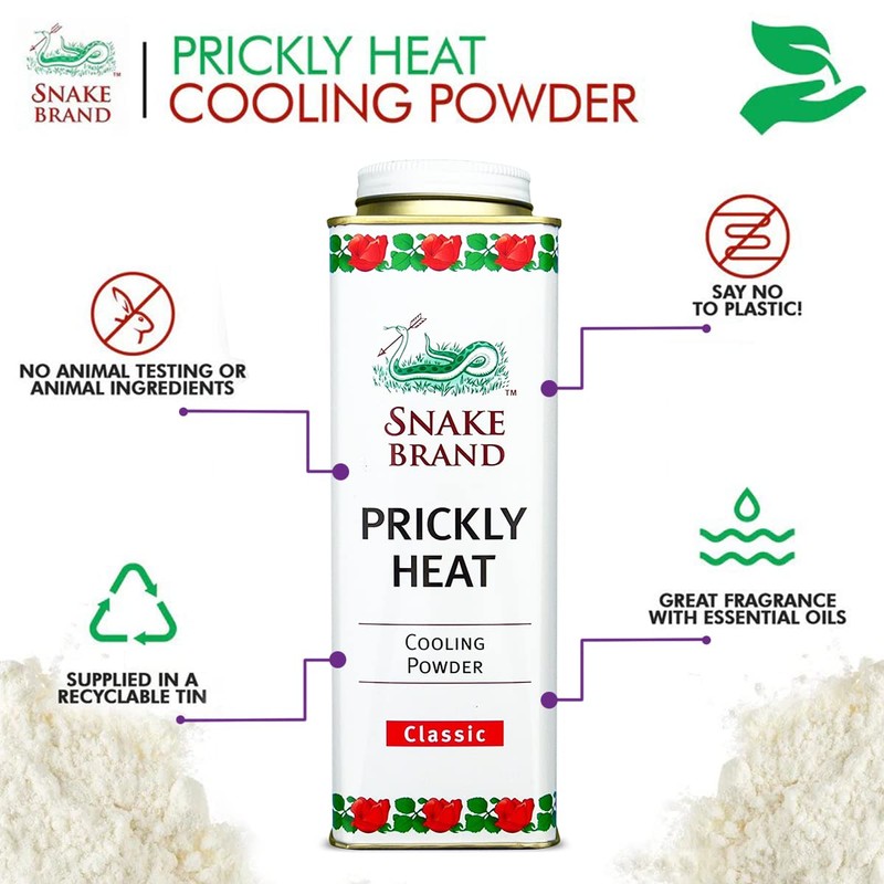 Snake Brand Prickly Heat Cooling Powder for Everyday Use -