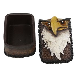 American Bald Eagle Head And Feathers Prints Decorative Jewelry Box Figurine