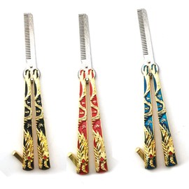 WANLIAN Beautiful Comb,Beautiful Comb Stainless Steel Folding Practice Combs Hair Styling Tools for Sport Outdoor Use (3 colour dragon comb)