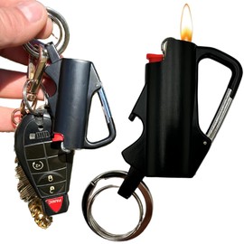 Lighter Case. Carabiner Keychain BIC Lighter Holder with Bottle Opener. 3 Colors & 2 Sizes to Choose From. BIC sleeves for J5 and J6 sizes. (Black, Mini BIC J5)