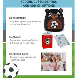 DolliBu Snug-Mooshies Black Bear Stuffed Animal with Soccer Ball Plush - Huggable Black Bear Playtime Plush Toy, Cute Wild Life Gift, Super Soft Stuffed Doll Animal Toy for Kids, Adults - 10 Inch