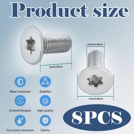 Brake Rotor Screws 8 Pack Stainless Steel M8x20x1.25mm Front Rear Brake Disc Rotor Bolts Replaces 11609271 Compatible with GMC Acadia Canyon Yukon Hummer EV Chevy Suburban Tahoe Traverse Bui