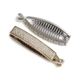 Banana Clips Hair for Thick Hair,Rhinestone Acrylic Pins Claw Clip Barrette Volumizing Hair Clips for Women Girl Hair Jewelry Accessories (Gold+silver)