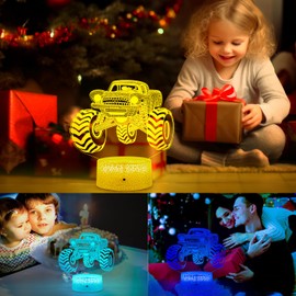 3D Monster Truck Night Light Car Illusion Bedside Lamp with Timer Remote & Smart Touch 7 Colors Changing Dimmable for Christmas Decoration and Birthday Gifts for Boys and Girls (Monster Truck)