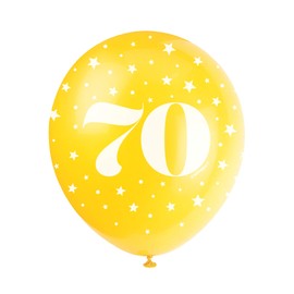 Assorted Colors Number 70 Latex Balloons (30cm) - Perfect for Milestone Celebrations & Party Decor - 5 ct