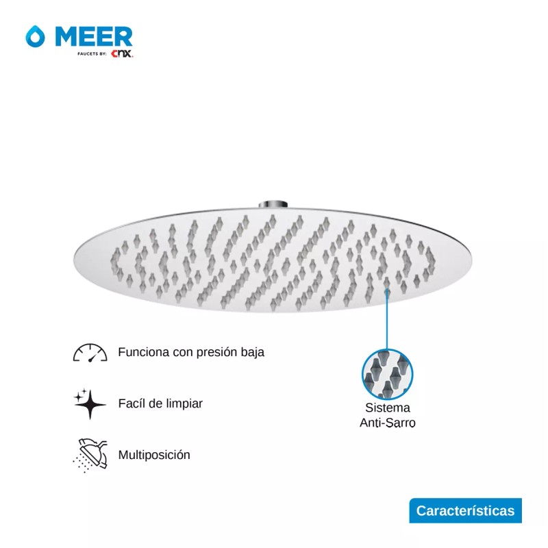 CNX Meer Regadera Redonda Multiposición De Acero Inox Satinado