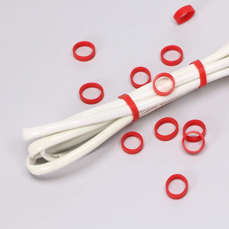 ONLYKXY 250 Pieces Red Silicone Cable Ties Data Lines Silicone