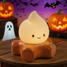 HPYDIY Cute Fake Campfire Lamp, Rechargeable Night Light with Flickering Candle Mode, Portable Mood Lighting for Bedroom Decor, Desk Accessories, Camping & Gifts (Basic Version)