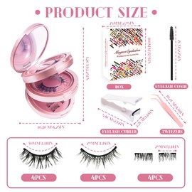 SGZIOO Magnetic Eyelashes 8 Pairs, Reusable Magnetic Lashes, Magnetic Eyelashes with Applicator, Brush, Tweezers, No Glue Needed False Eyelashes Magnetic, Natural Look, Easy to Wear and Remove