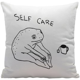 Mental Health Funny Self Care Frog Doing Yoga With Tea Throw Pillow Cover Decor for Home Bedroom Living Room Decor,Frog Gifts for Frog Lovers Yoga Lovers,Mental Health Awareness Gifts,18x18 Inches