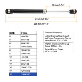 sourcing map 10 Inch 150N/33lb Gas Shock Strut Lift Support, Gas Spring for RV, Bed Floor, Hatch Door, TV Cabinet, Box Lid (Black, Set of 4)