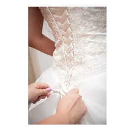 QRBTSCL Women's Wedding Dress Zipper Replacement Adjustable Fit Satin Corset Back Kit Lace up for Prom Dress White 18 Inches