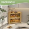 JANSNIMEN Bamboo Corner Bread Box for Kitchen Countertop, Large Bread