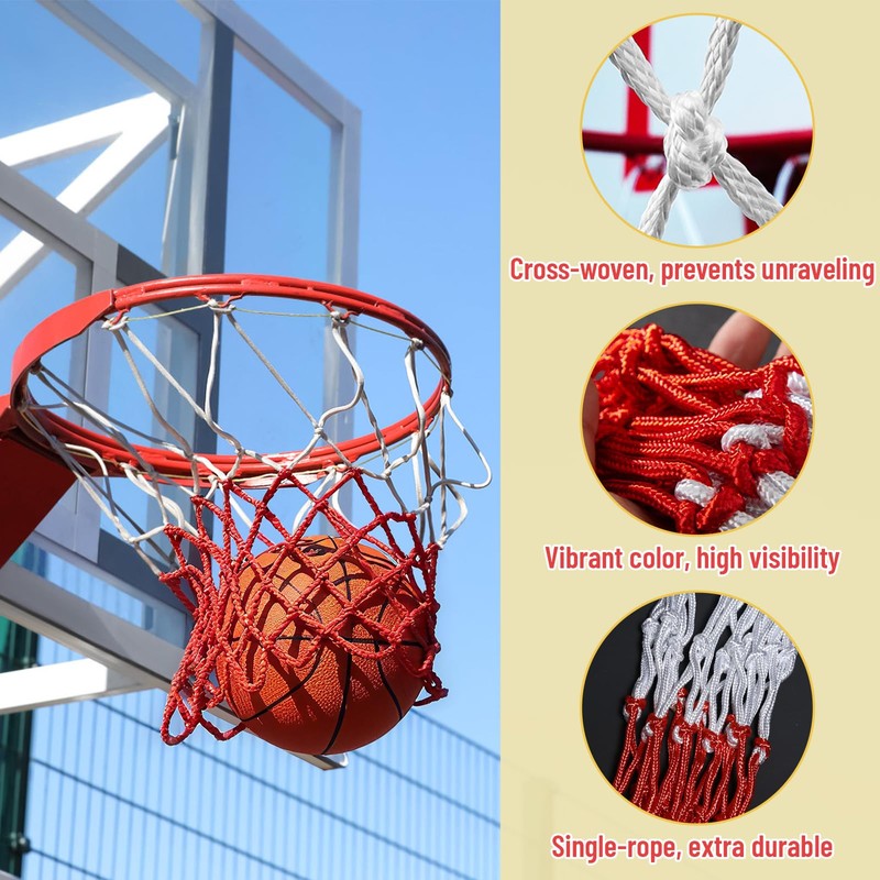 Basketball Net 2 Pack, Heavy Duty Basketball Net Replacement Weather