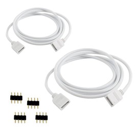 RGBZONE 2 Pack 1M 3.3ft Extension Cable Connect Female Plug to SMD 5050 RGB LED Strip Light with Free 4pcs 4pin Connector