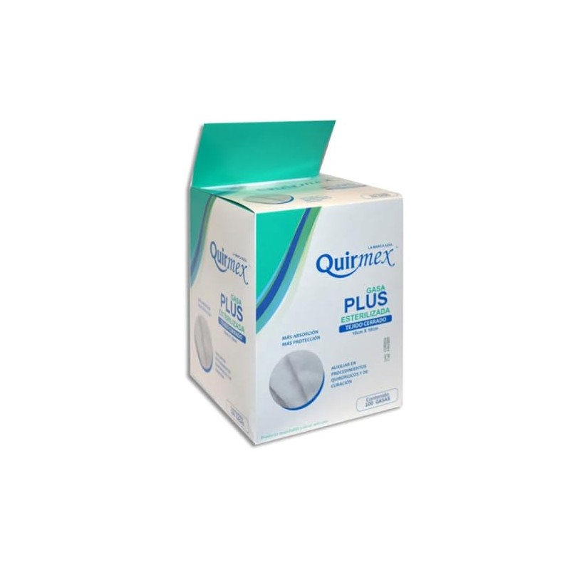 QUIRMEX | Gasa Estéril Plus 10x10cm Caja con 100 Sobres