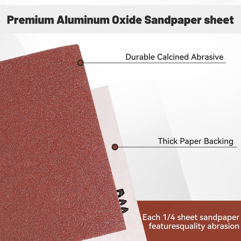 BAOSTC 1/4 Sandpaper Sheet – 4-1/2” x 5-1/2”, P80 Grit,