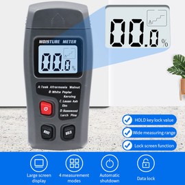 Wood Moisture Meter, Digital Moisture Detector, Portable Hygrometer, 9V Digital Moisture Detector with 4 Modes Handheld Water Leak Detector LCD Display (black)