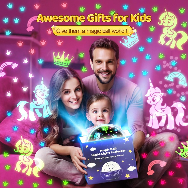 COOLNIGHT Kids Night Light Projector, Remote+3 Timer Unicorn Night Light