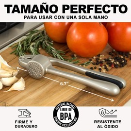 U Chef Prensa de Ajo, Triturador de Ajo, Cortador de Ajo con Mango Cómodo Suave y Fácil de Apretar, Extrae más Pasta de Ajo por Diente, para Nueces y Semillas, Picadora de Ajo y Prensa de Jengibre.