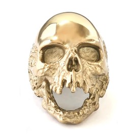 JAJAFOOK Jewelry Men's Stainless Steel Gold Tone Gothic Skull Rings, Domineering, Biker, High Polished