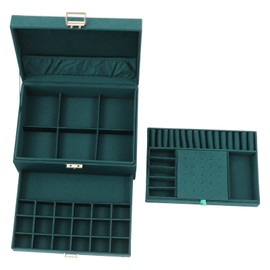 ReqianXH Jewelry Box Women Jewelry Organizer Box 3 Layers Jewelry Boxes Display Storage Case with Lock Vintage Green Display Jewel Holder