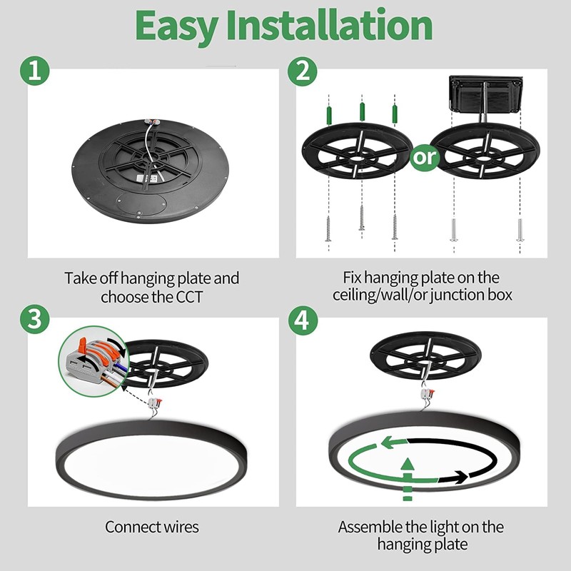 20 Inch Large LED Flush Mount Ceiling Light with Remote,40W,4350LM,3000K-6000K