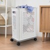 Parlynies 35 L Slim Plastic Laundry Baskets with Wheels, White