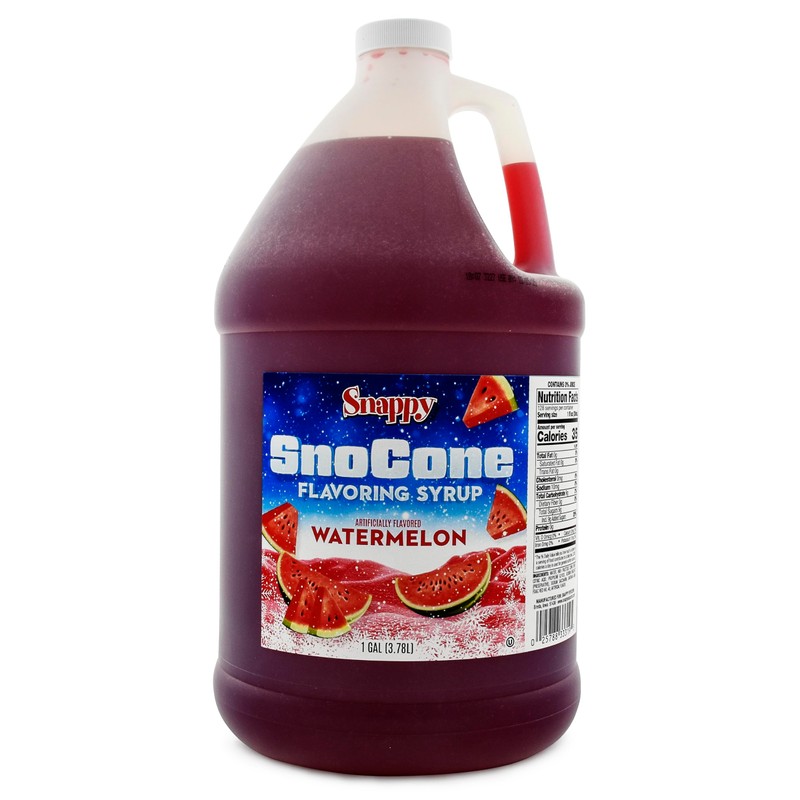 Snappy Watermelon Sno Cone Syrup, 1 Gallon (128 ounces) Size,