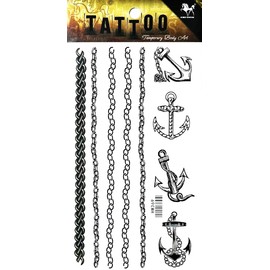 PARITA Tattoos Temporary Anchor Marine Sailor Naval Captain Ship Boat Chain Tattoo Fake Stickers Cartoon Tattoo Art Fashion Fantasy Fun Party Waterproof Removable for Kids Teens Adults (1 Sheet.) (11)