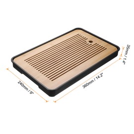HARFINGTON Bamboo Chinese Gong Fu Tea Tray 14.2" Classic Tea Tray Bamboo Tea Table Furniture Vintage Tea with Water Storage Box for Drinking Tea Yellow Black