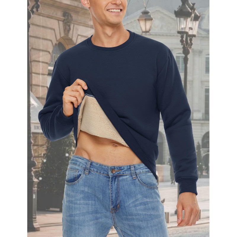 MAGCOMSEN Mens Sweatshirt with Sherpa Lining Pullover Men Winter Basic