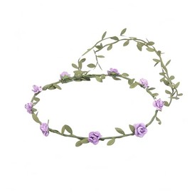 Lofruiin Women's Simulated Rose Flower Wreath Bridesmaid Floral Crown Headband Headpiece for Seaside Weddings Travel Photography (Light Purple, Pack of 1)