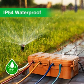 Flemoon Medium Outdoor Electrical Box (11.5x5.2x4 inch), IP54 Waterproof Extension Cord Cover w/ 6 Cable Entry Ports, Weatherproof Connection Box for Power Strip, Timer, Holiday Lights, Orange