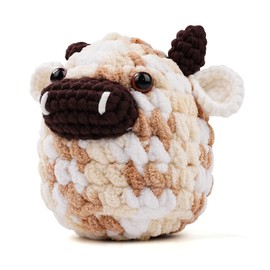 Crochet Kit for Beginners, Crochet Animal Kit Crochet Kit for Adults, Birthday DIY Craft Gift with Crochet Yarns, Hook, Step-by-Step Instruction and Crochet Accessories (Cow)