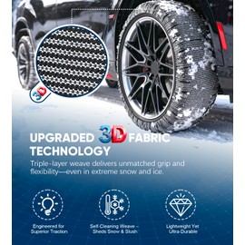 Snow Socks for Tires - Auto Accessories Ultimate Grip Alternative for Snow Chain - 2 Packs Portable Winter Emergency Grip Device for Bus, Light Heavy Trucks, and SUVs (XLarge)