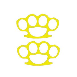 (NOT Real) Brass Knuckles Street Stickers - 2-Pack, Size: 5", Color: Yellow - Windows, Walls, Bumpers, Laptop, Lockers, etc.