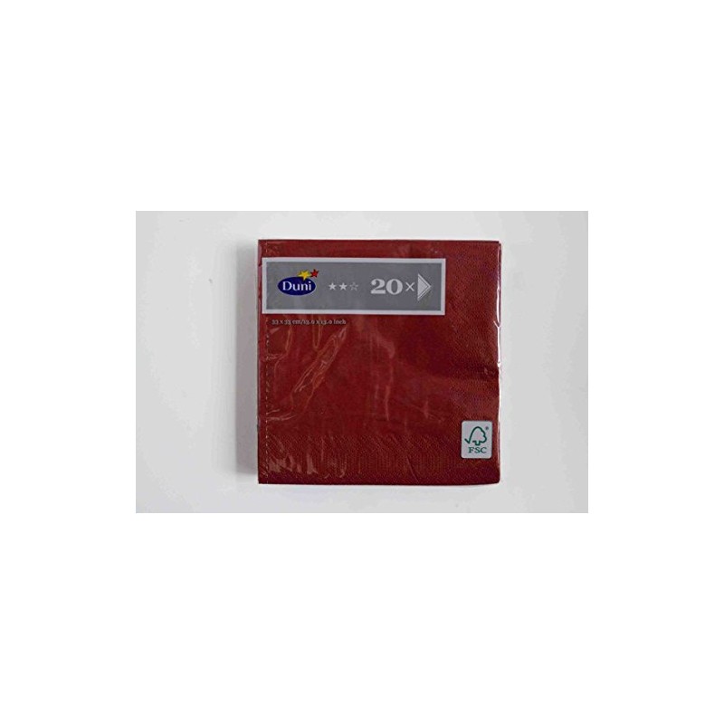Duni Serviettes 3lagig Tissue Uni 20er Bordeaux, 33 x 33