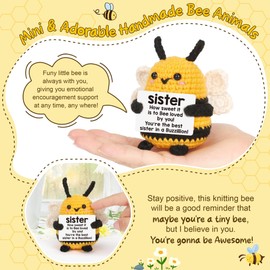 LEJIAJINW Mothers Day for Sister Big Sister Little Sis Birthday Gift from Sister Easter Decorations Funny Mini Positive Crochet Bee Animals Affirmation Support Gifts Cheer Up Sister Presents
