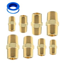 FloFlex Brass Fittings, 9pcs Hex Nipple Kit, 1/8", 1/4", 3/8", 1/2" NPT