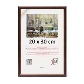 3-B Como Rustic Picture Frame, Dark Brown/Gold, 20 x 30 cm, Wooden Frame, Photo Frame, Portrait Frame with Acrylic Glass